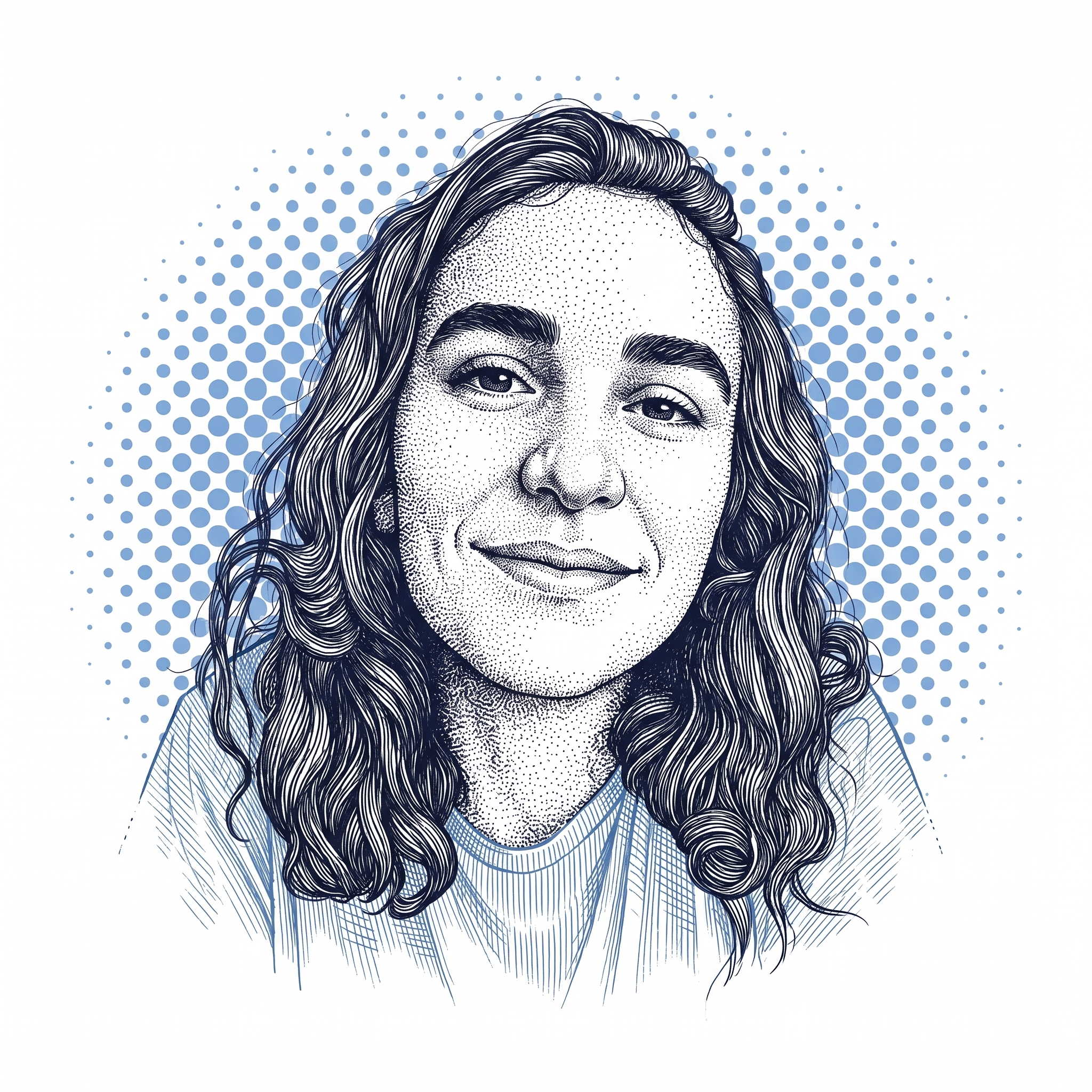 Two-tone hedcut portrait of Laila Zouaki