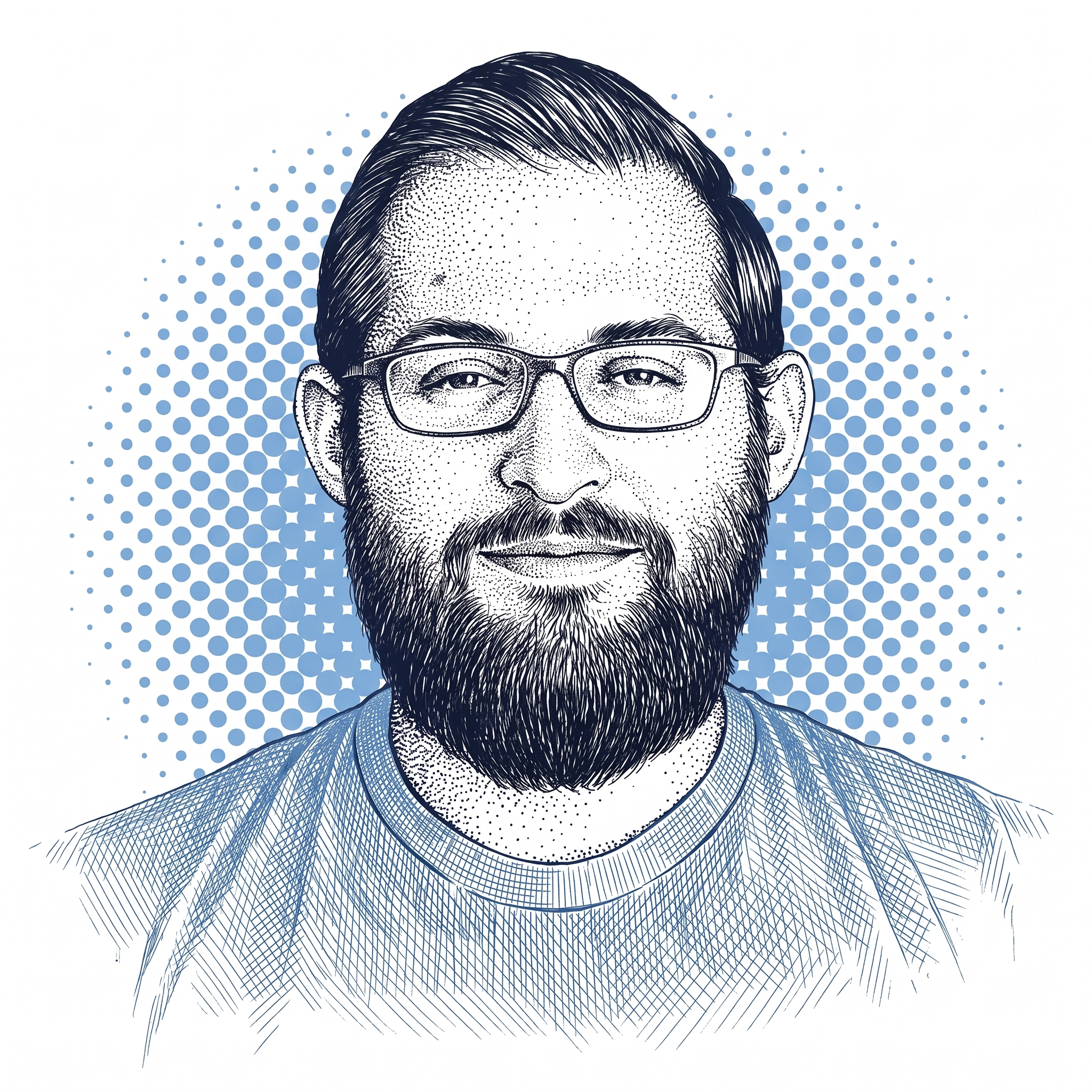 Two-tone hedcut portrait of Matt Gonzales